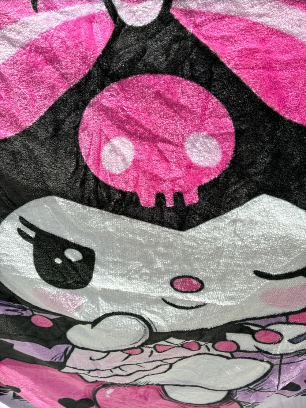 Sanrio Kuromi Graphic Plush Blanket Throw Purple Hello Kitty Anime 54” x 49”
